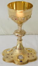 Solid silver gilt antique French Gothic Chalice.